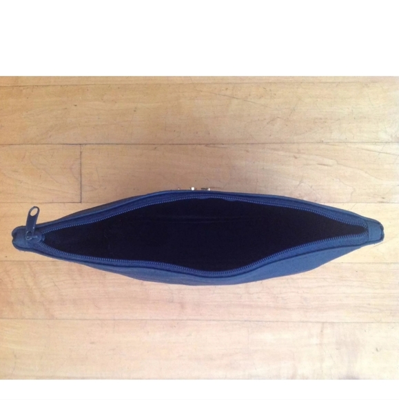 COSMETIC TRAVEL BAG BLUE MICROFIBER/ Canvas 8.5 X 6 - Picture 10 of 10